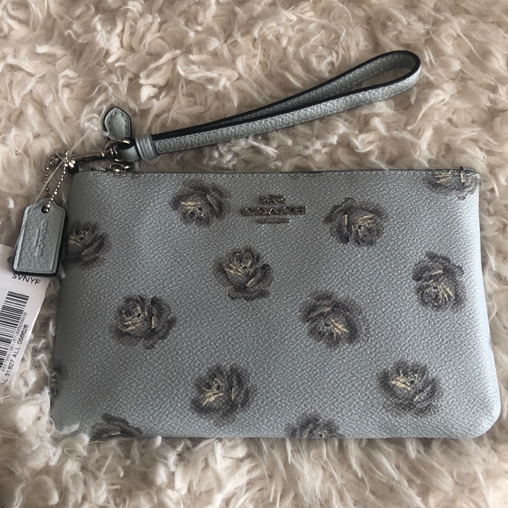 New Coach Blue Rose Wristlet